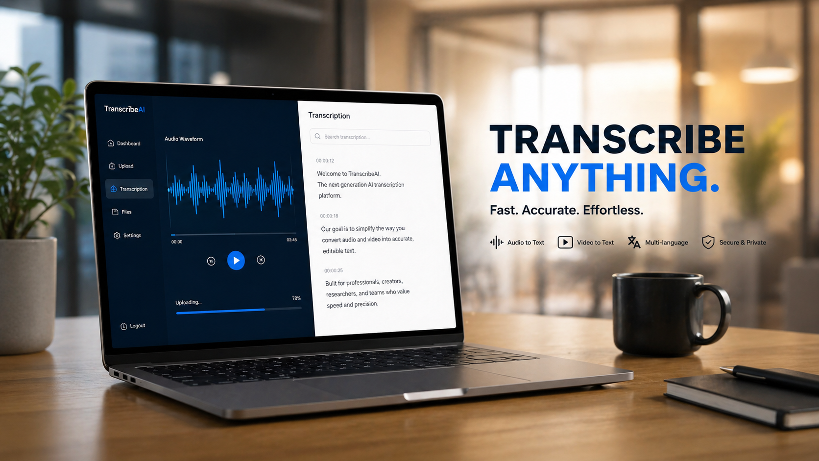 AudioTranscriber.io: AI-Powered Audio to Text Transcription Image