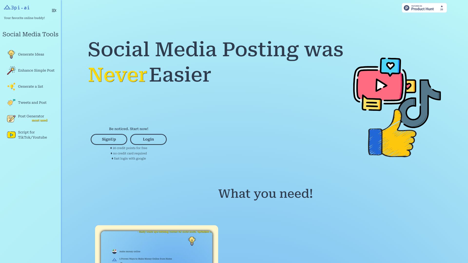 3pi startup – AI Social Media Post Generator