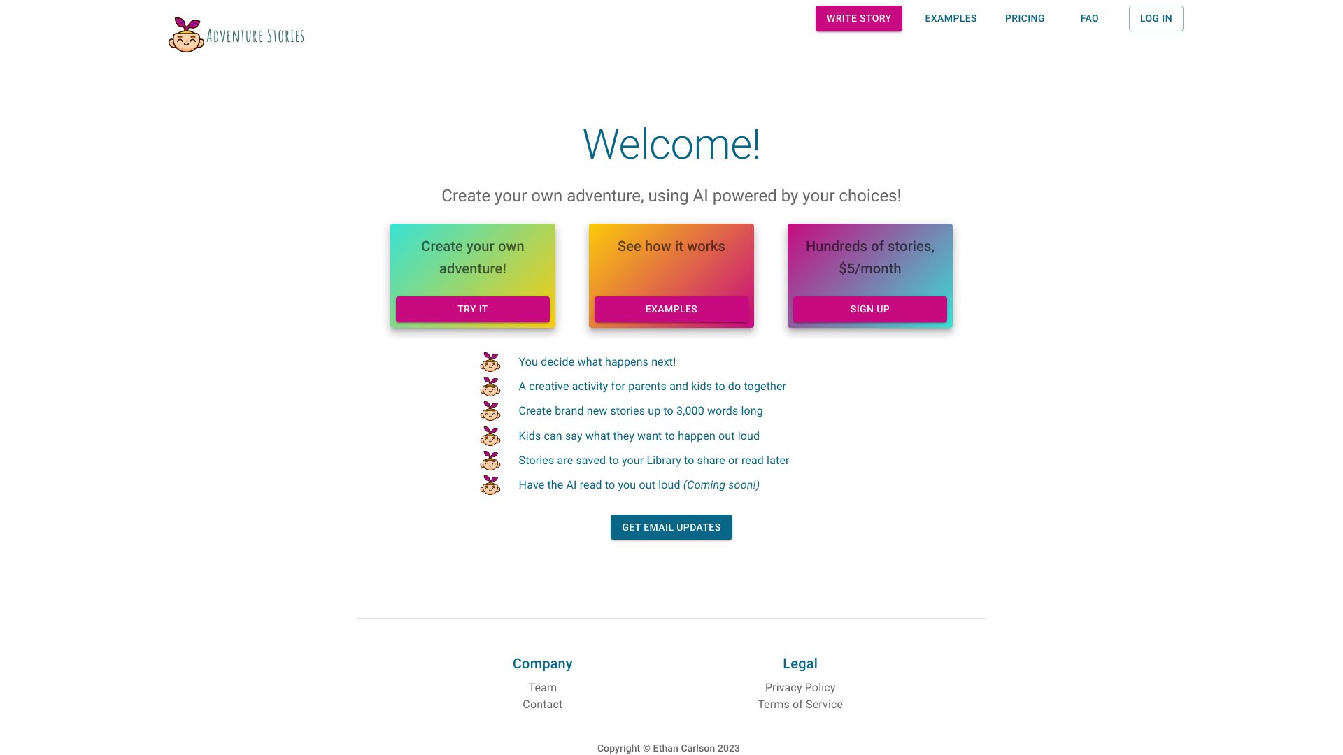 Adventure Stories startup – AI Story Generator