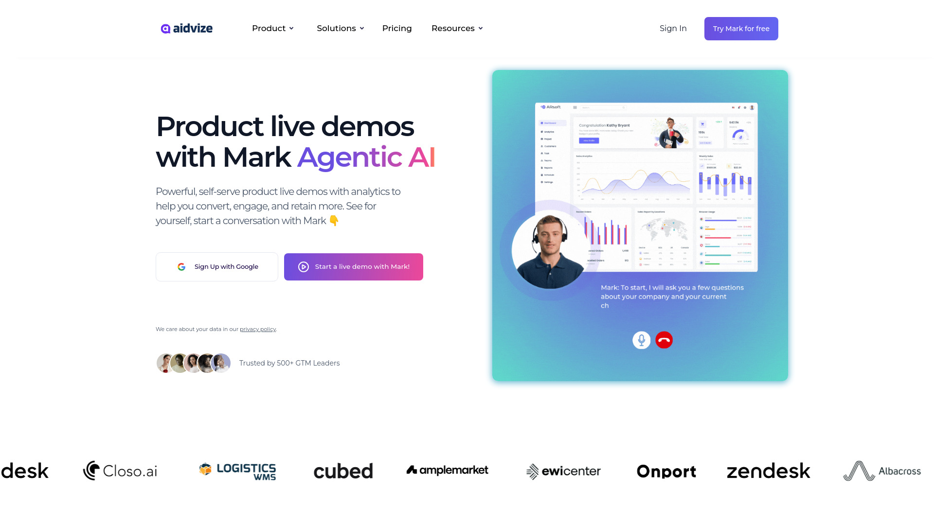 Agent Mark for Sales Demos startup – AI Sales
