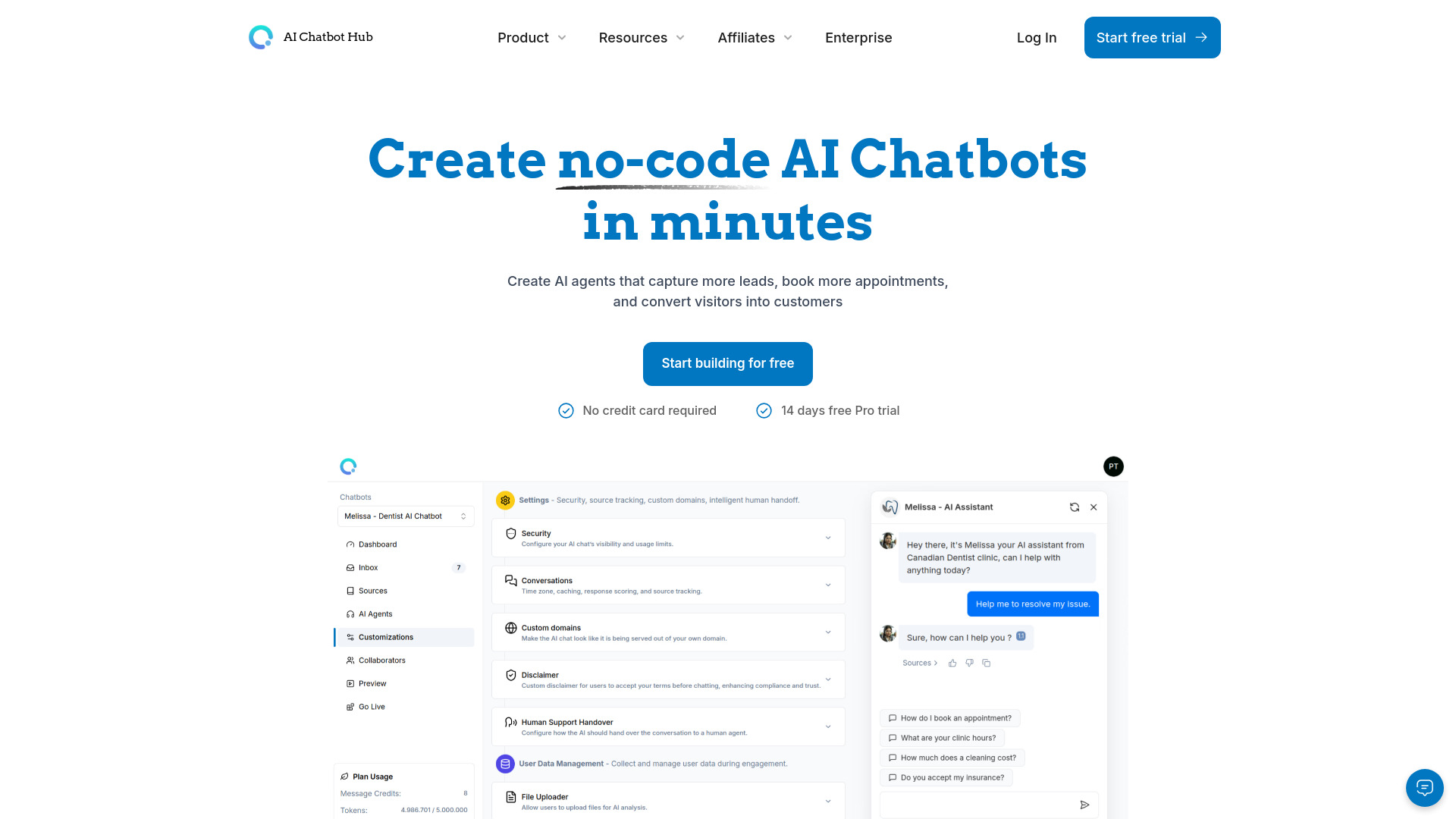 AI Chatbot Hub startup – AI Agent