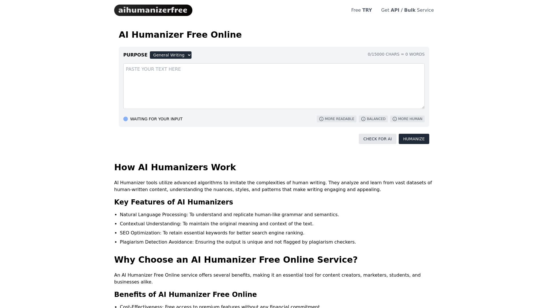 AI Humanizer Free Online startup – Humanizer AI