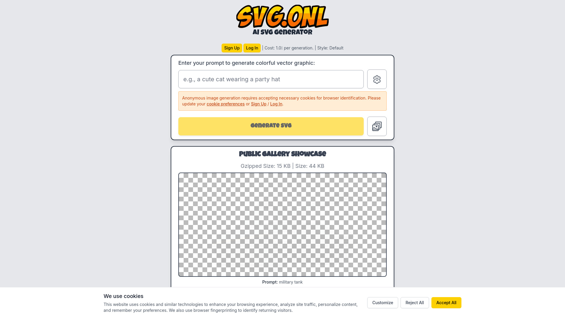 AI SVG Generator | text to SVG | svg.onl startup – AI SVG Generator