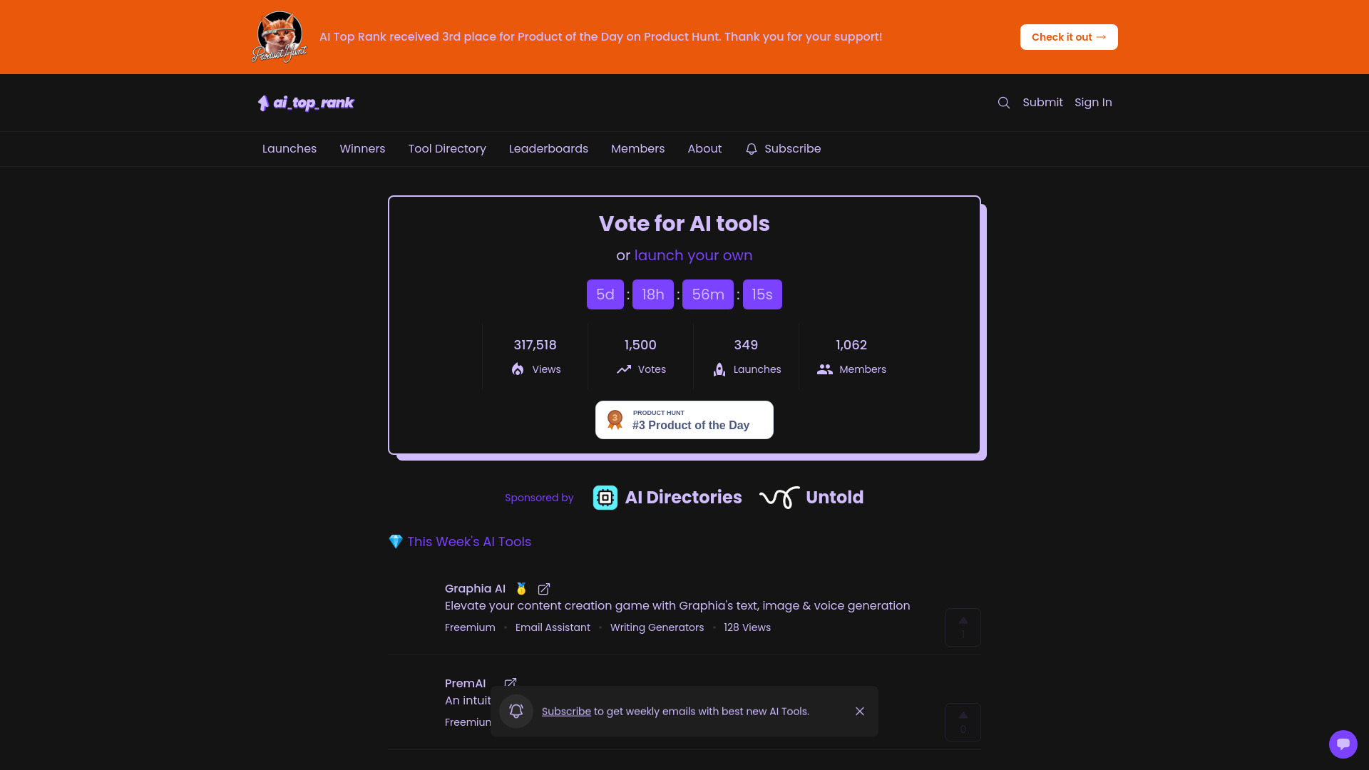 AI Top Rank startup – AI Tools Directory