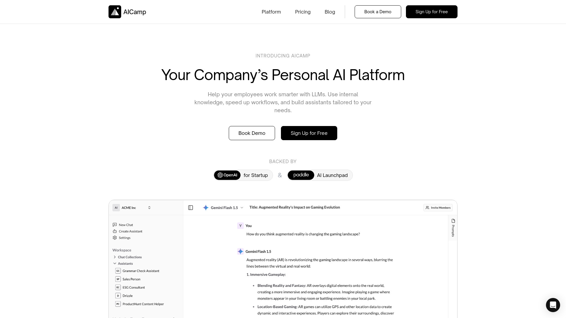 AICamp startup – AI Productivity Tools