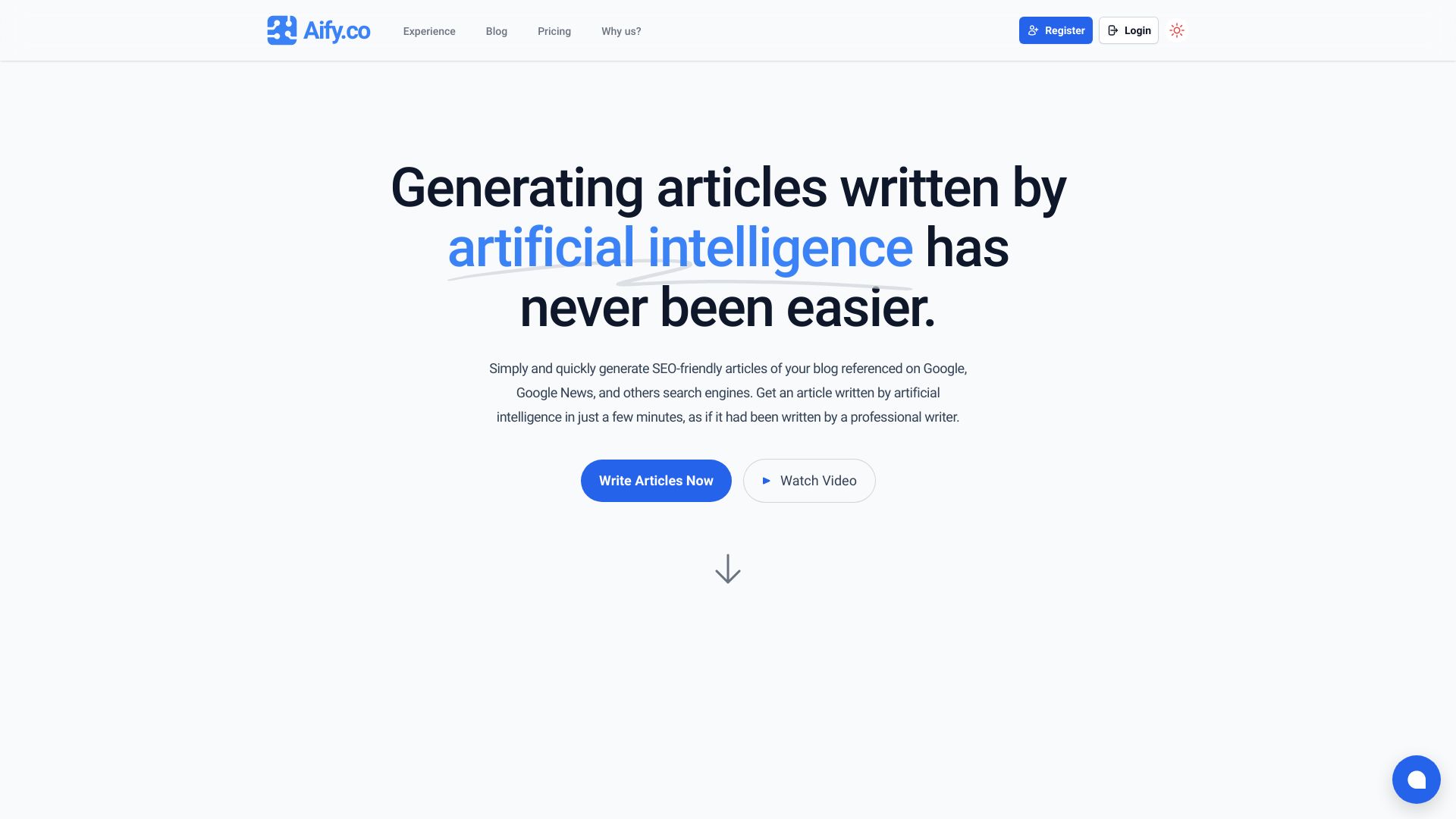 Aify.co startup – AI Blog Generator