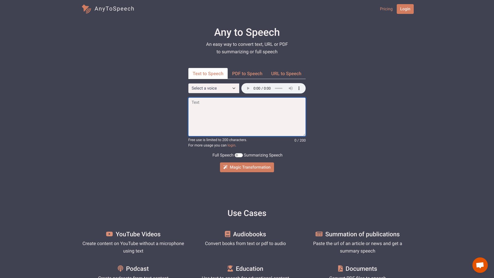 AnyToSpeech startup – Text-to-Speech