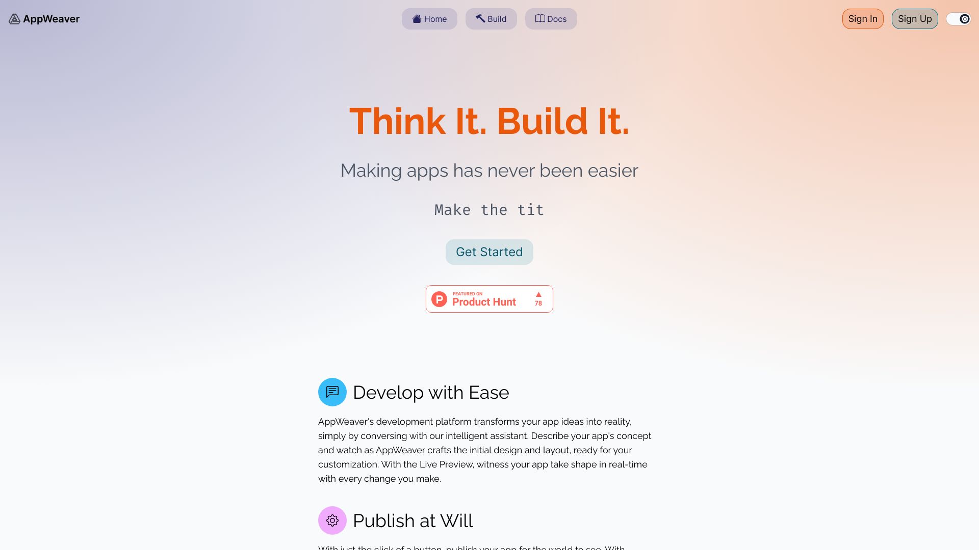AppWeaver startup – AI App Builder