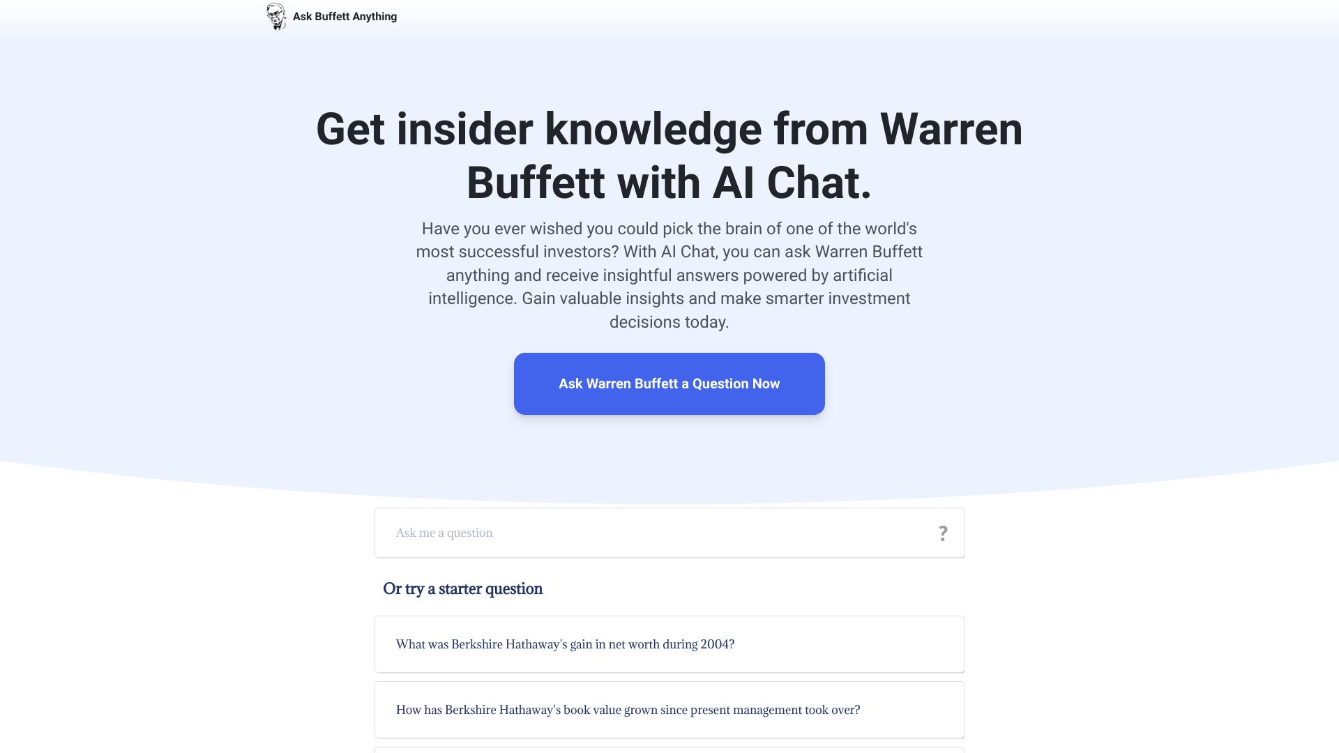 Ask Warren Buffet Anything startup – AI Chatbot