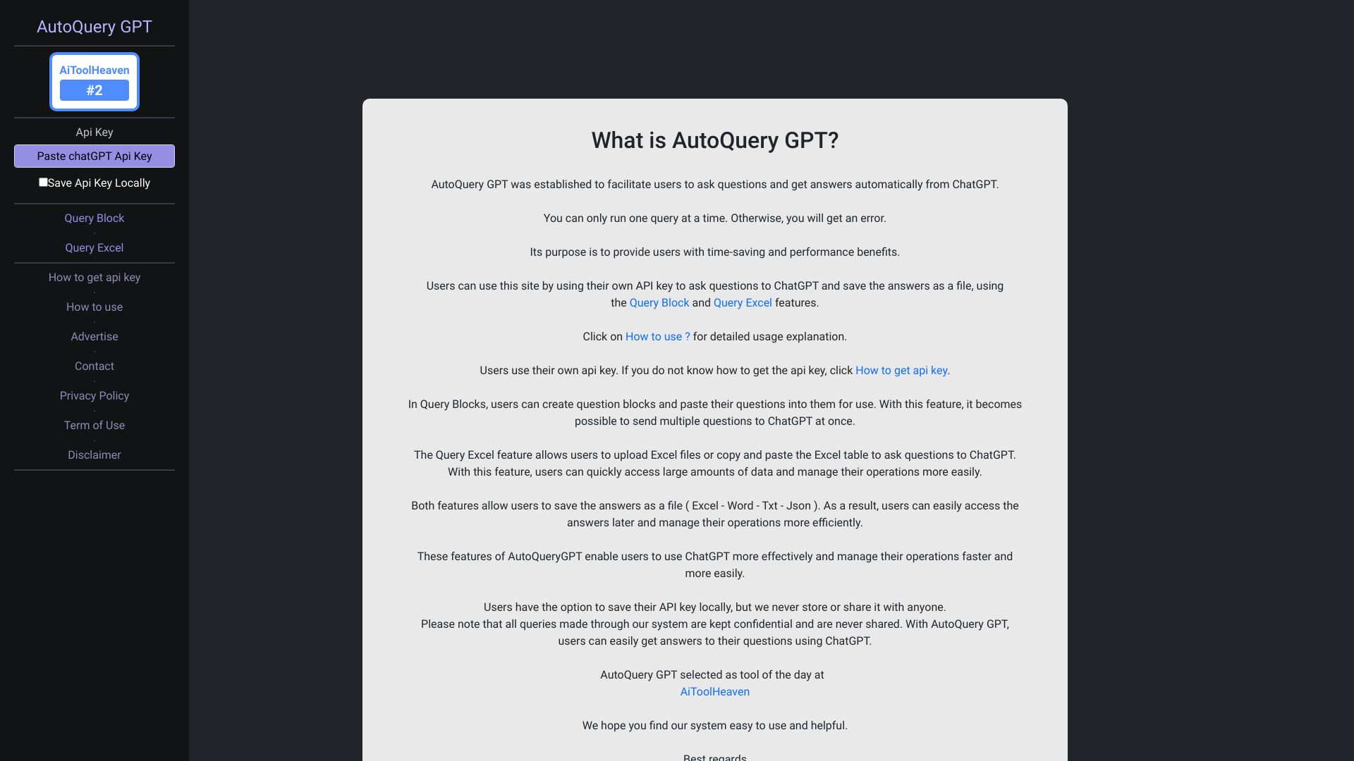 AutoQuery GPT startup – AI Assistant