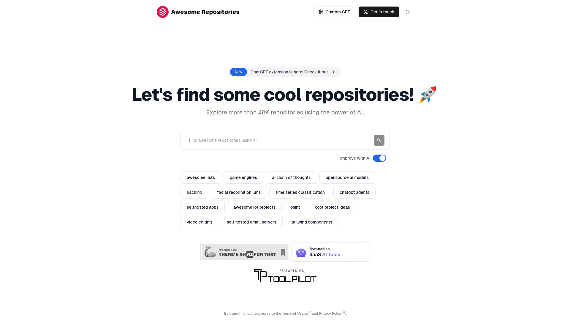 Awesome Repositories startup – AI Search Engine