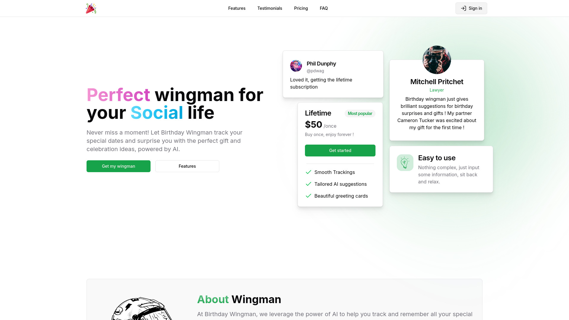 Birthday Wingman startup – AI Gift Ideas