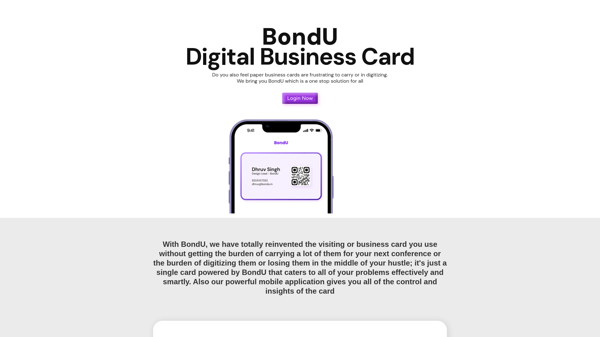 BondU startup – AI Business Card Generator
