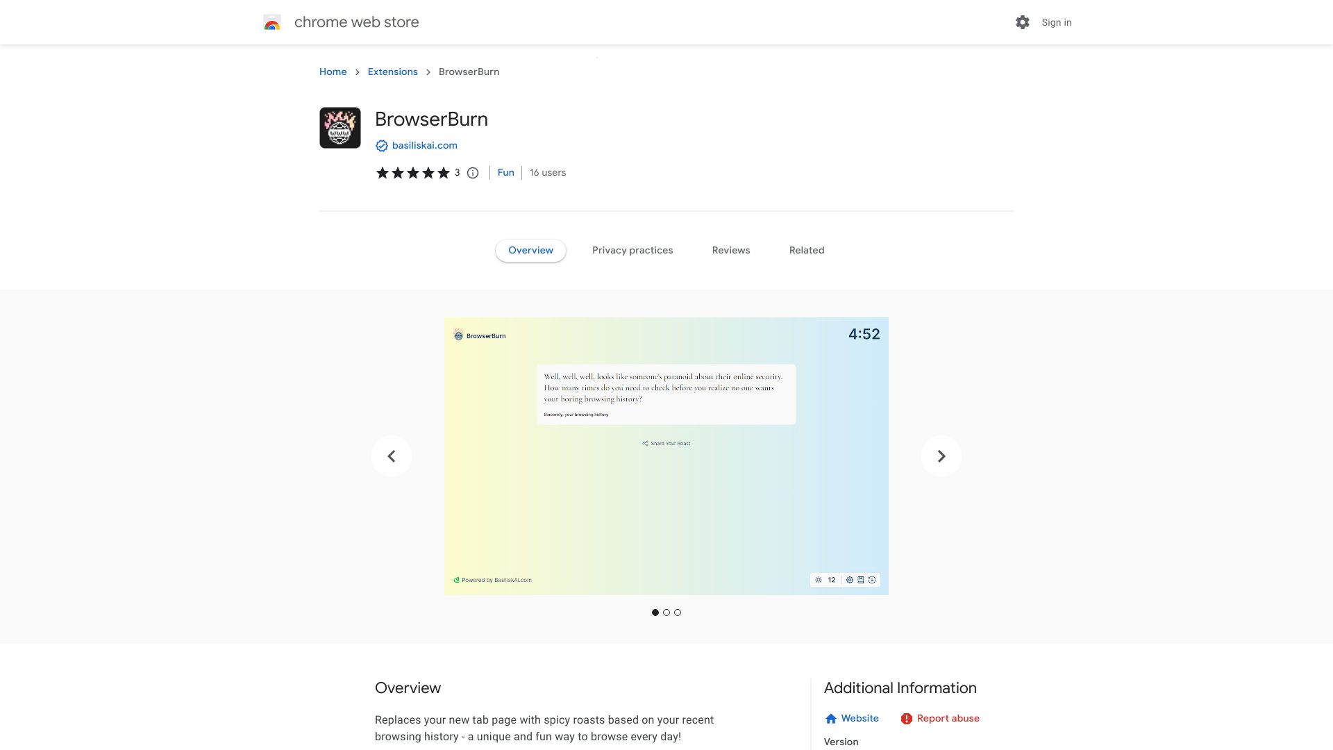 BrowserBurn - Roast Your Browsing Habits startup – AI Browsers Builder