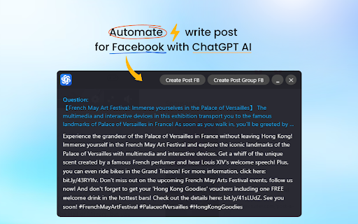 ChatGPT For Facebook startup – AI Facebook