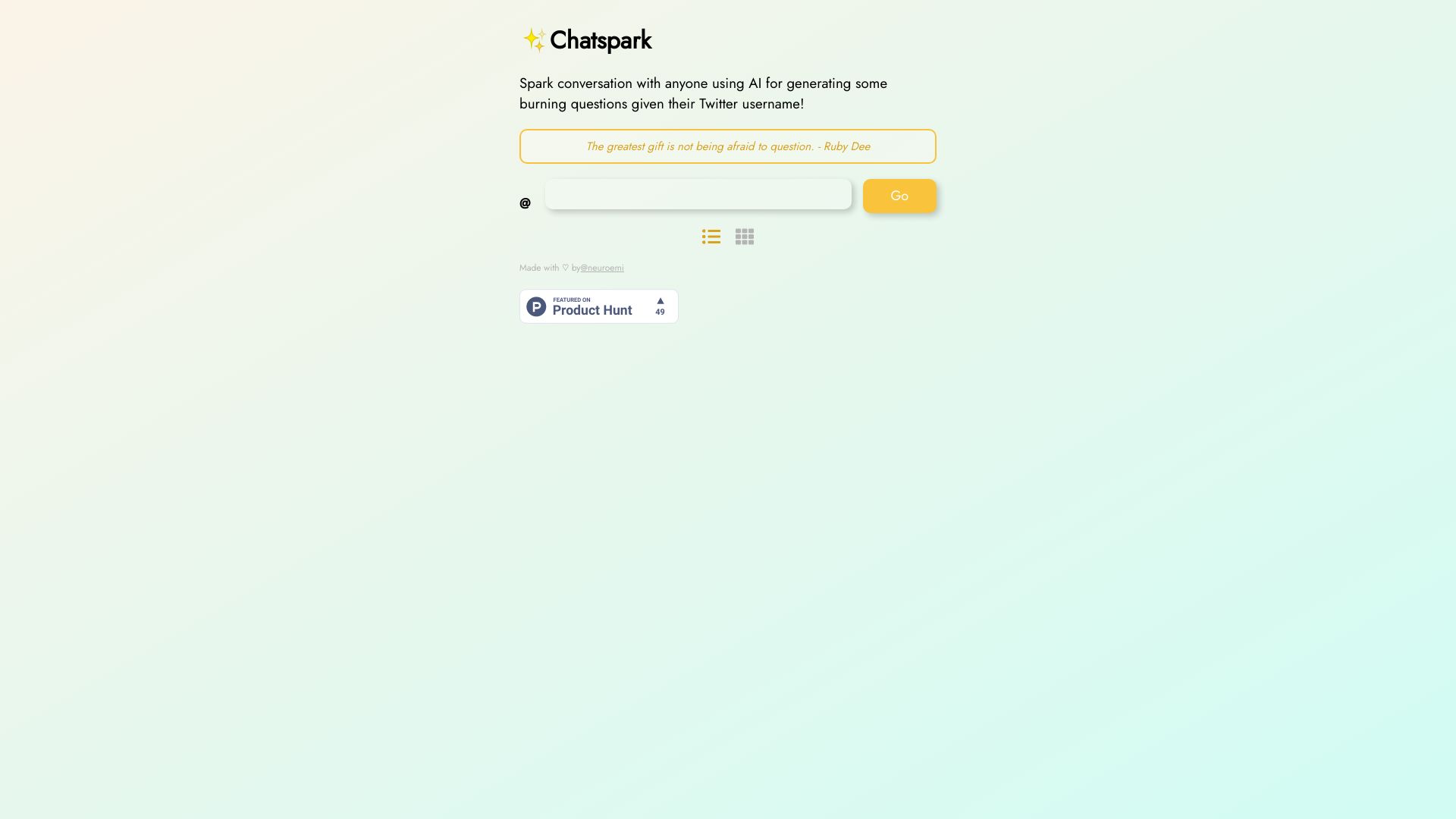 Chatspark startup – AI Question Generator
