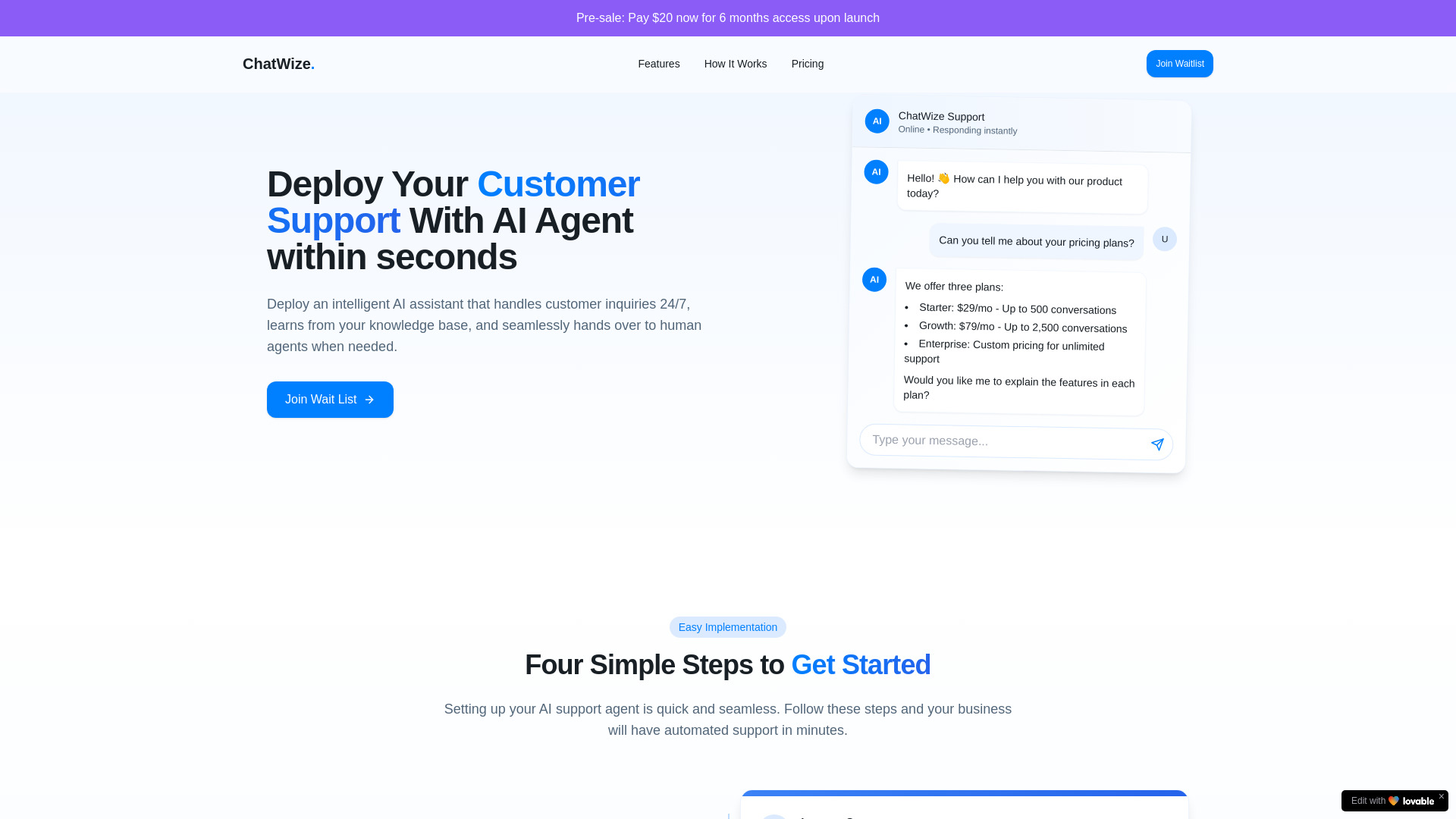 Chatwize startup – AI Agent