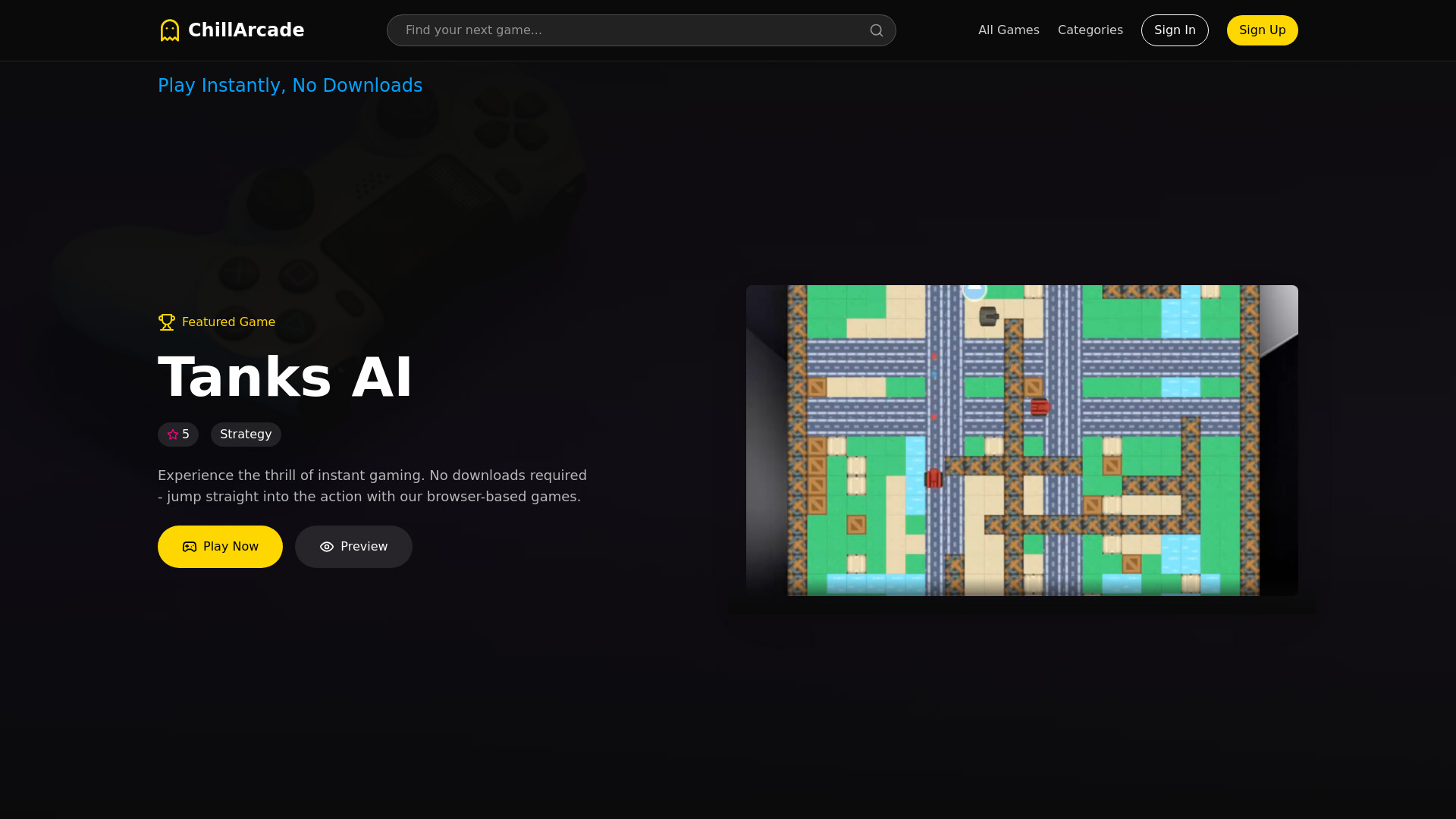 ChillArcade - Instant Play, No Downloads startup – AI Games
