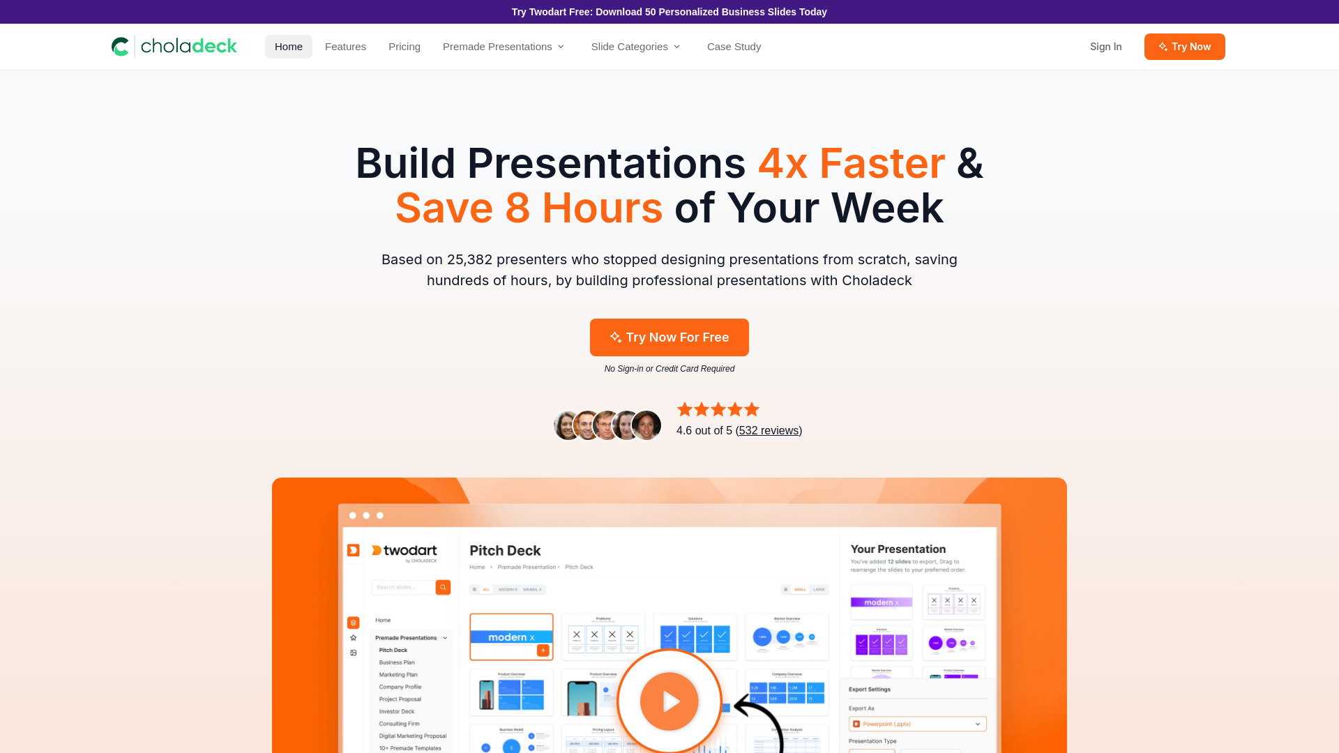 Choladeck startup – AI Presentation Generator