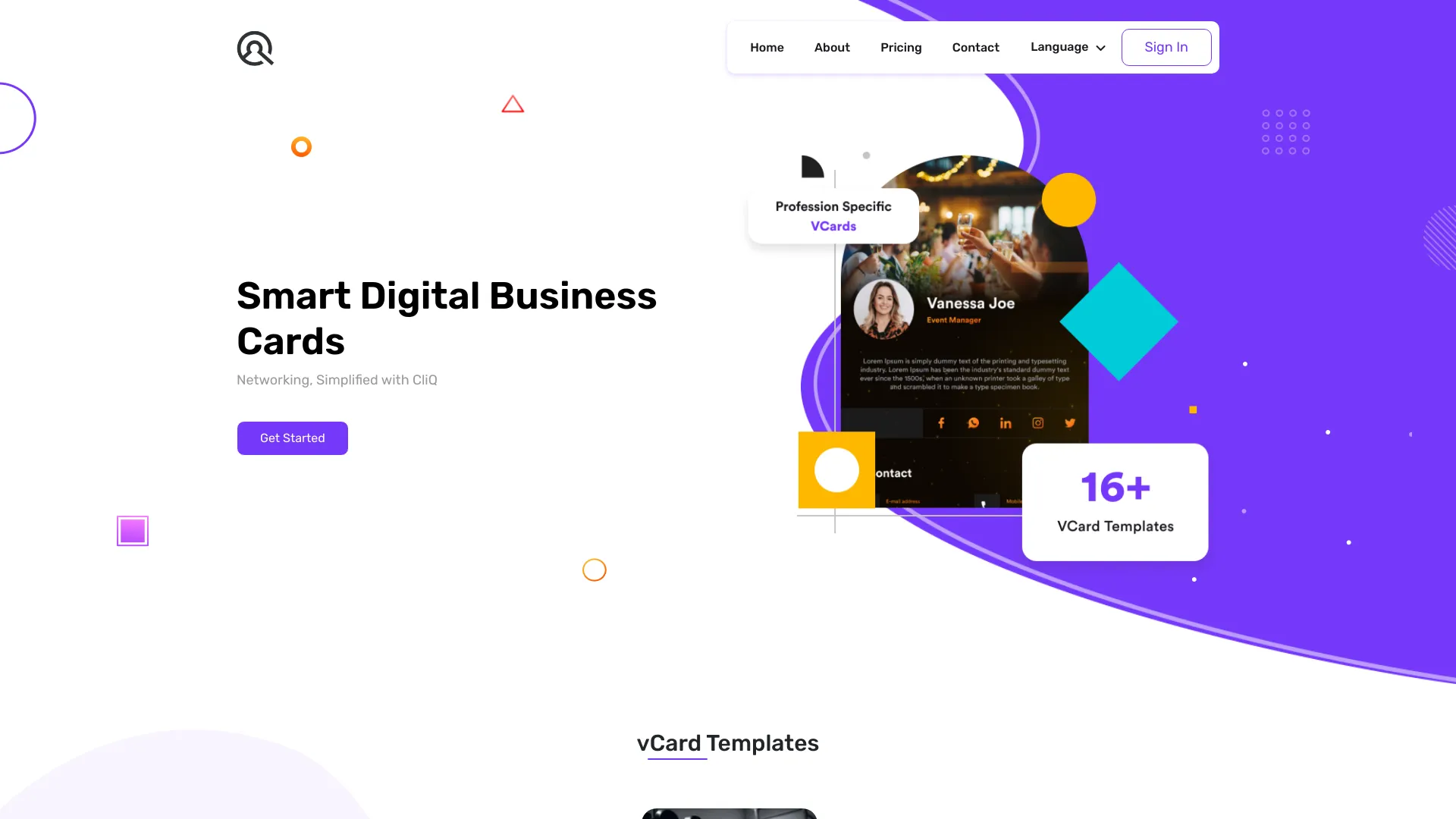 CliQ startup – AI Business Card Generator