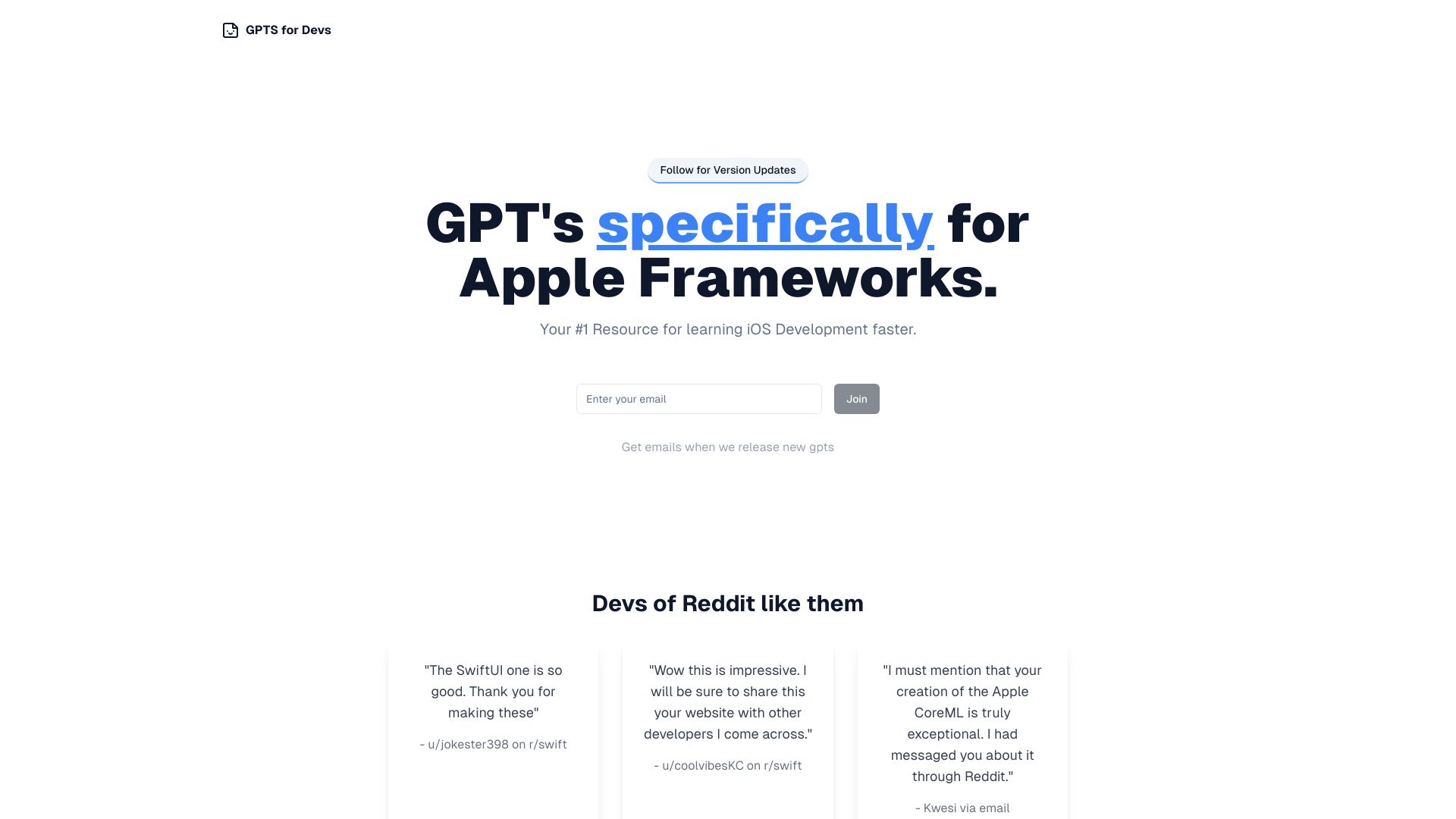 Code Gen GPTs for iOS Devs startup – AI Code Assistant