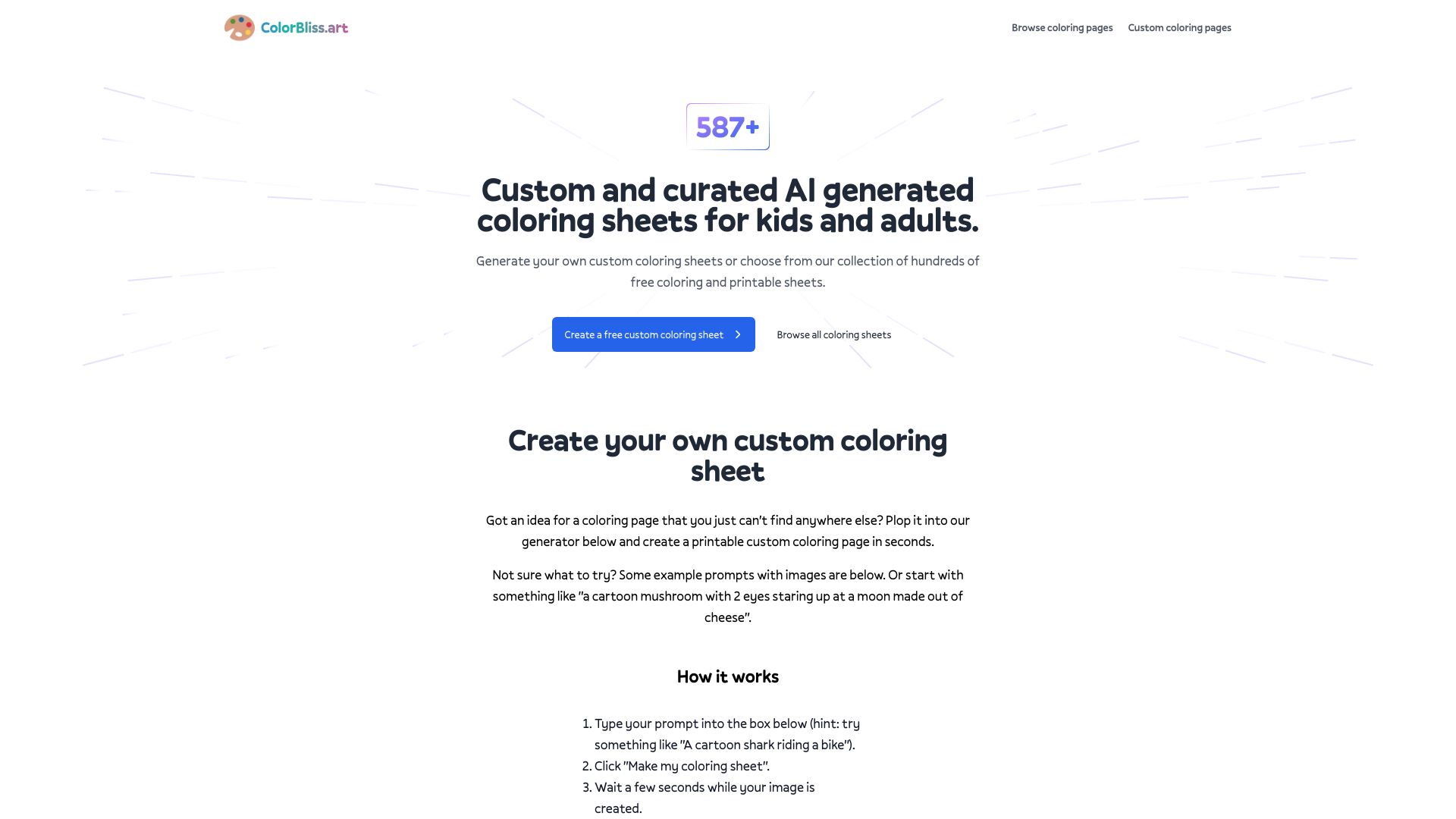 ColorBliss.art startup – AI Coloring Book Generator