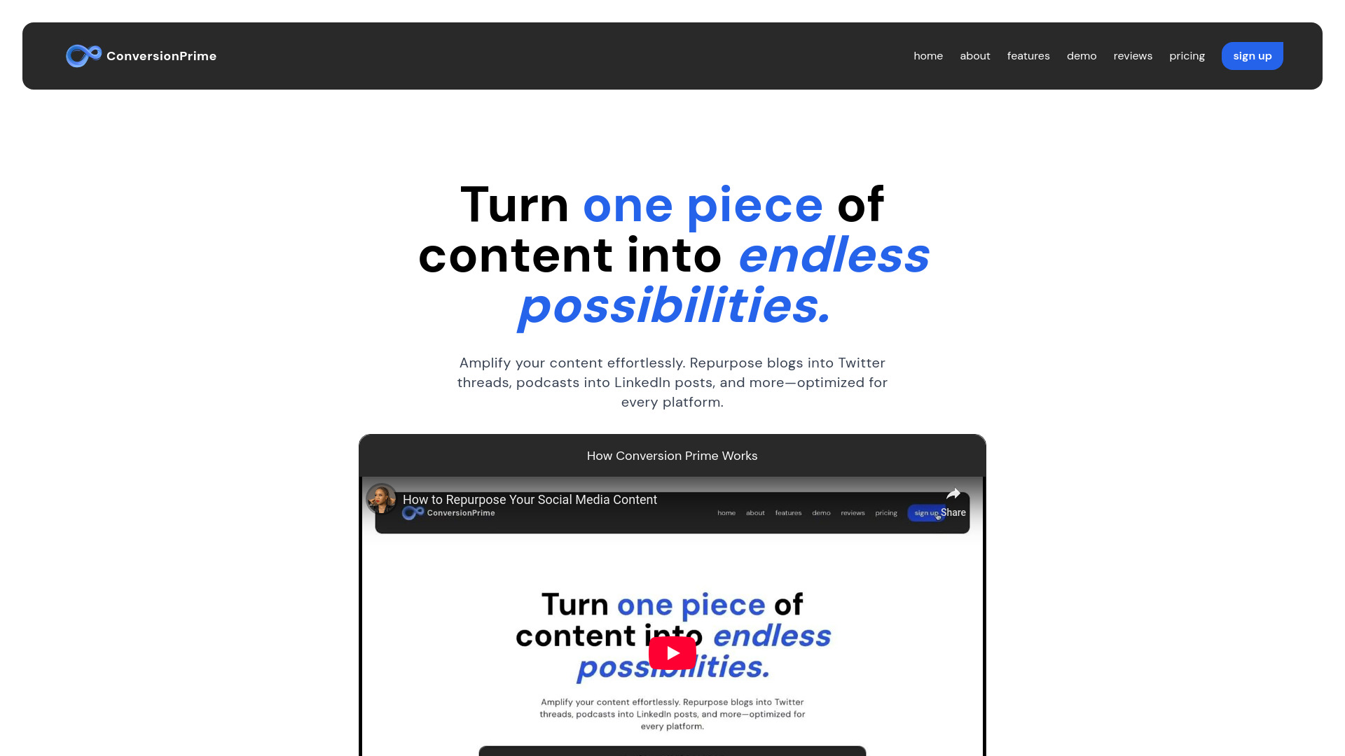 Conversion Prime startup – AI Repurpose