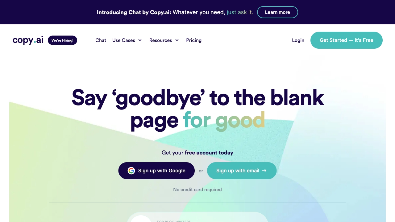 Copy.ai startup – AI Workflow