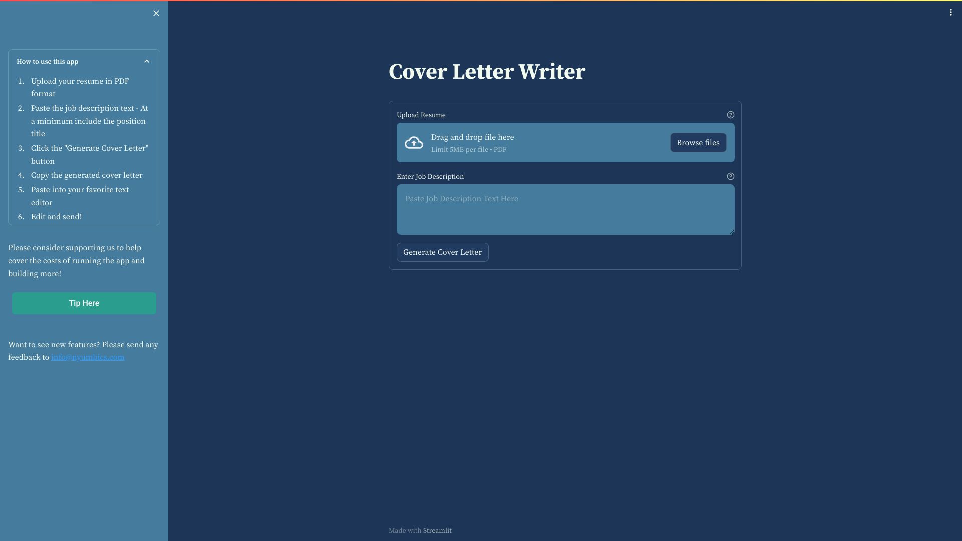 Cover Letter Writer startup – Cover Letter Generator