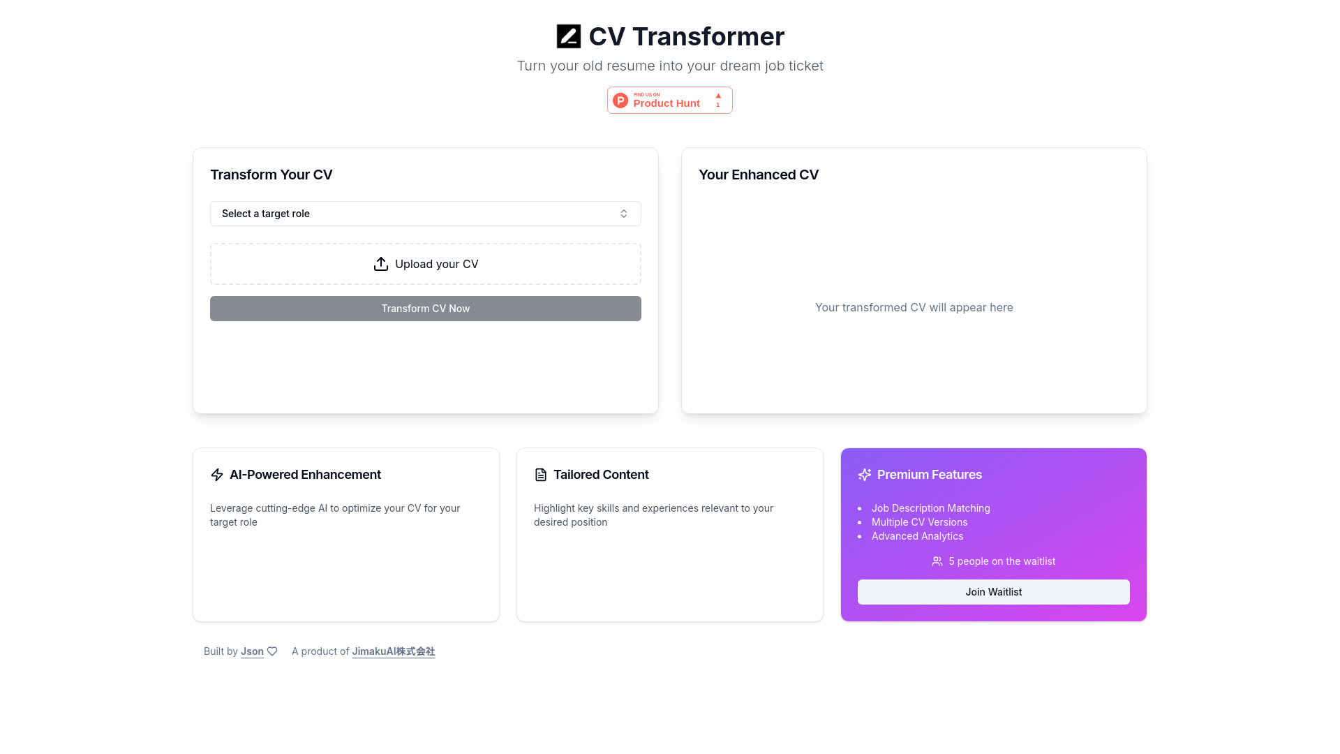 CV Transformer startup – Resume Builder