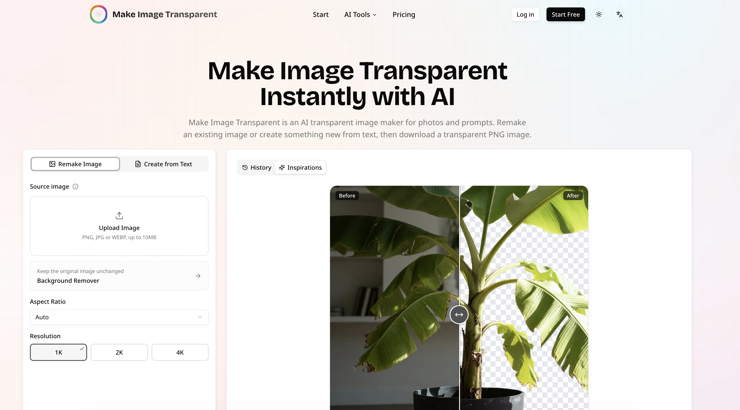 Make Image Transparent startup – 