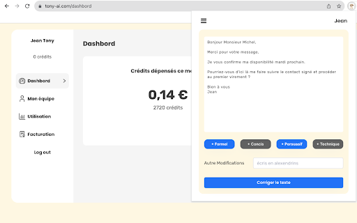 Demande à Tony startup – AI Assistant