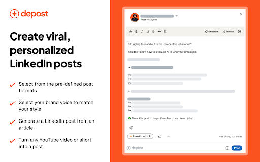 Depost AI: LinkedIn AI Assistant startup – AI Social Media Post Generator