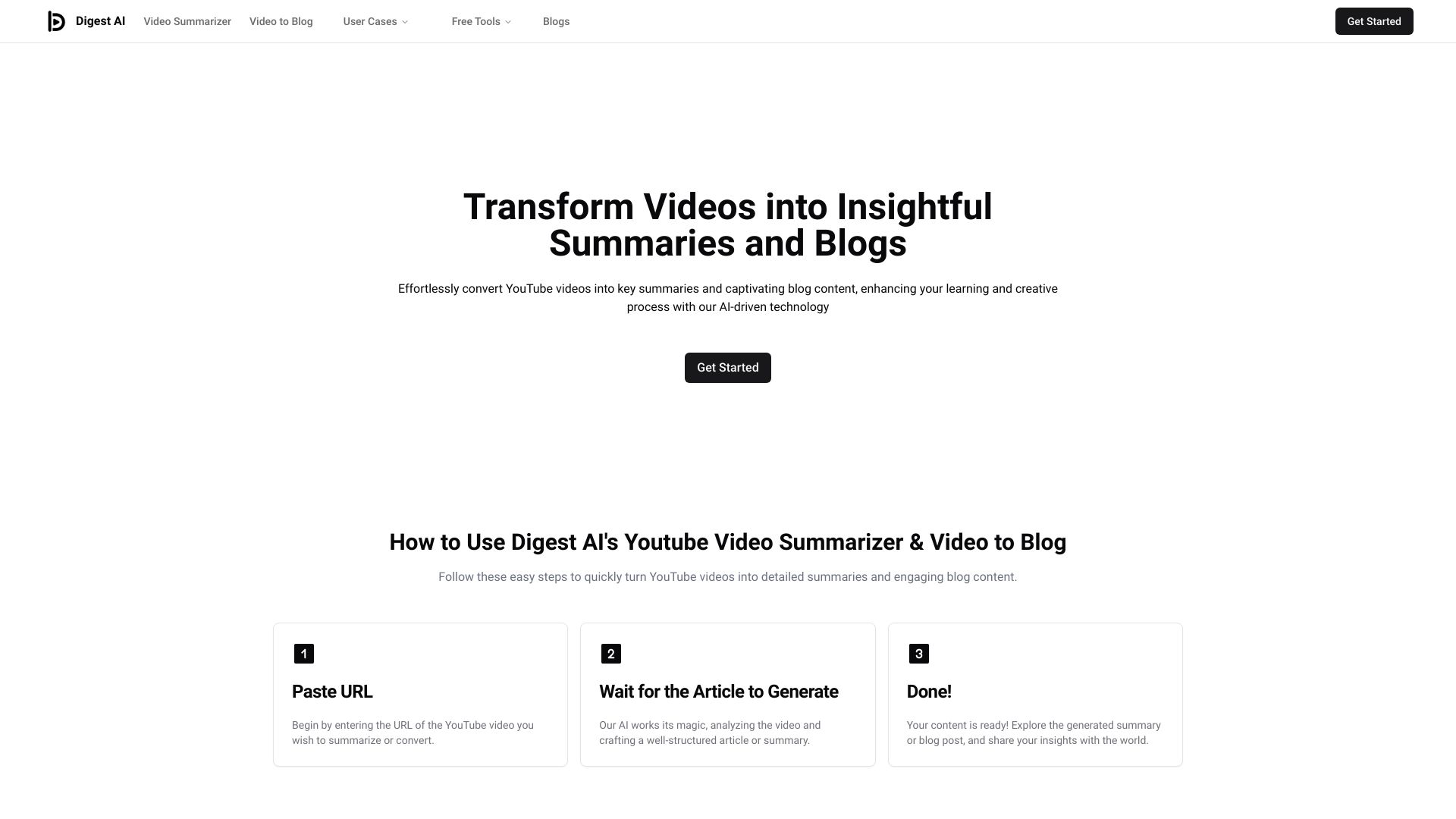Digest AI startup – AI Video Summarizer