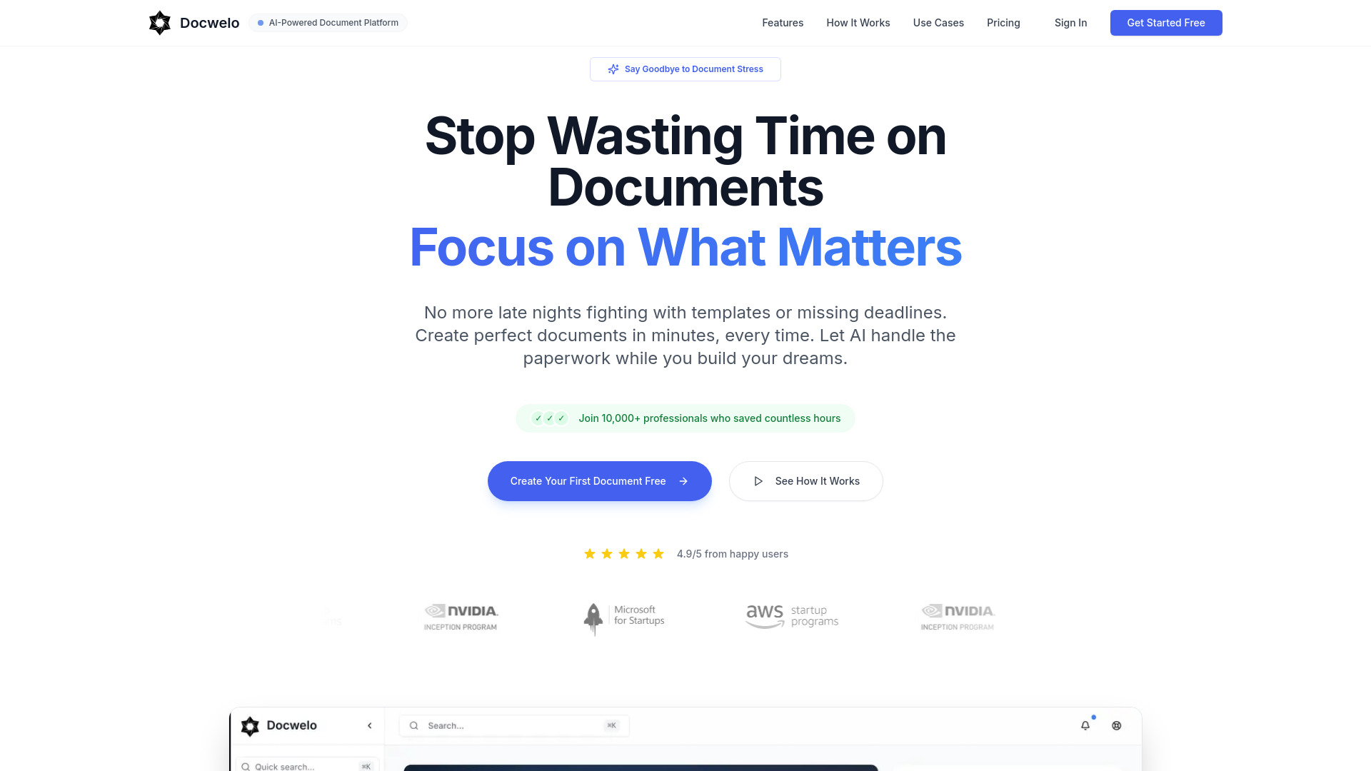Docwelo startup – AI Documents Generator