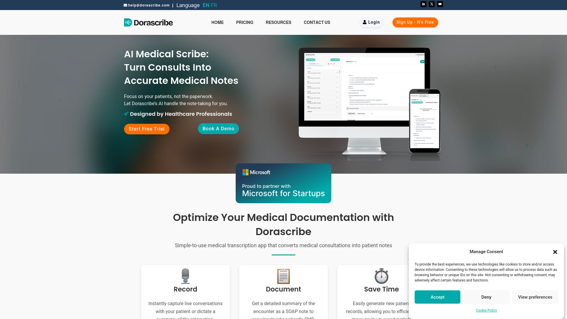 Dorascribe startup – AI Charting