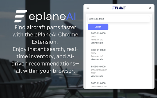 Eplane - Find Your Aircraft Parts Even Faster startup – AI Shopping Assistant