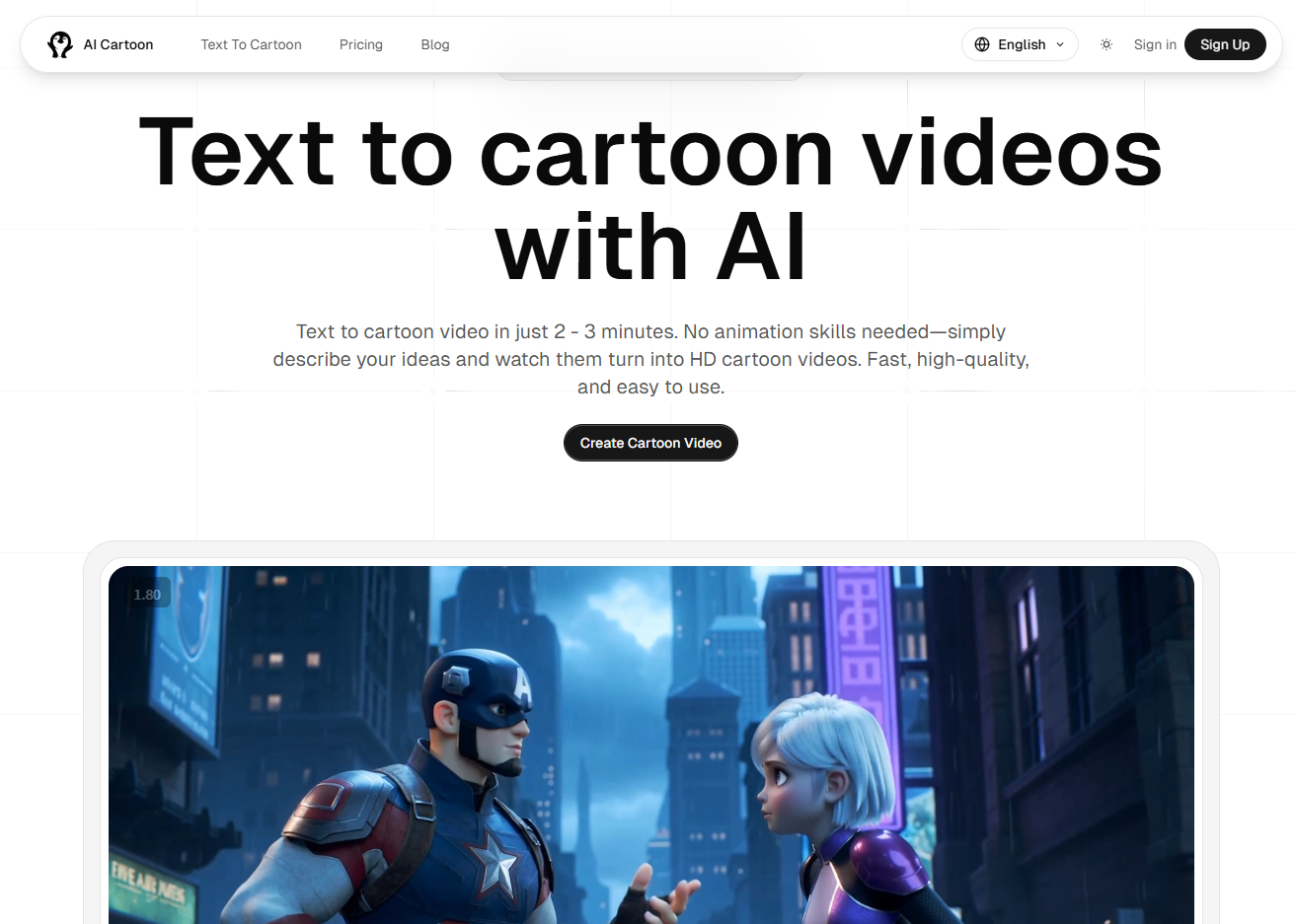 Text to cartoon video startup – 