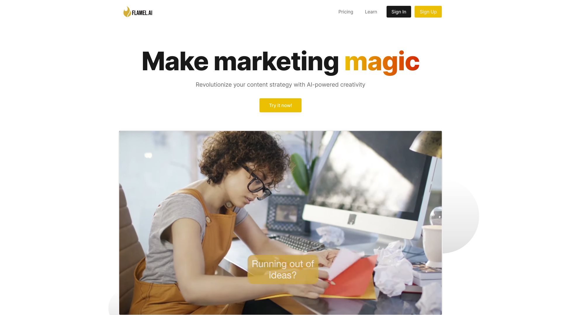 Flamel.ai startup – AI Ad Creative Assistant