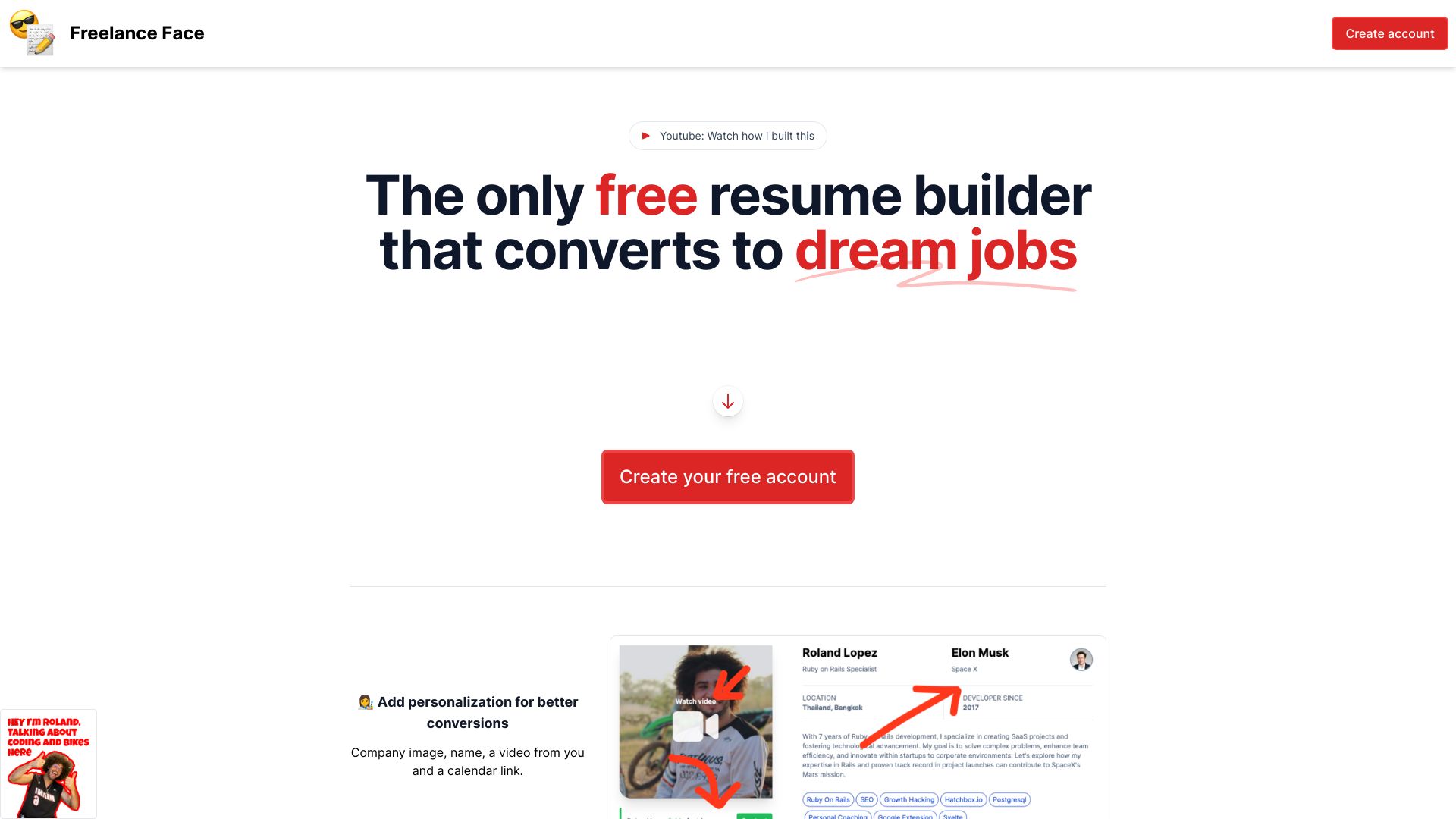 Freelance Face startup – Resume Builder