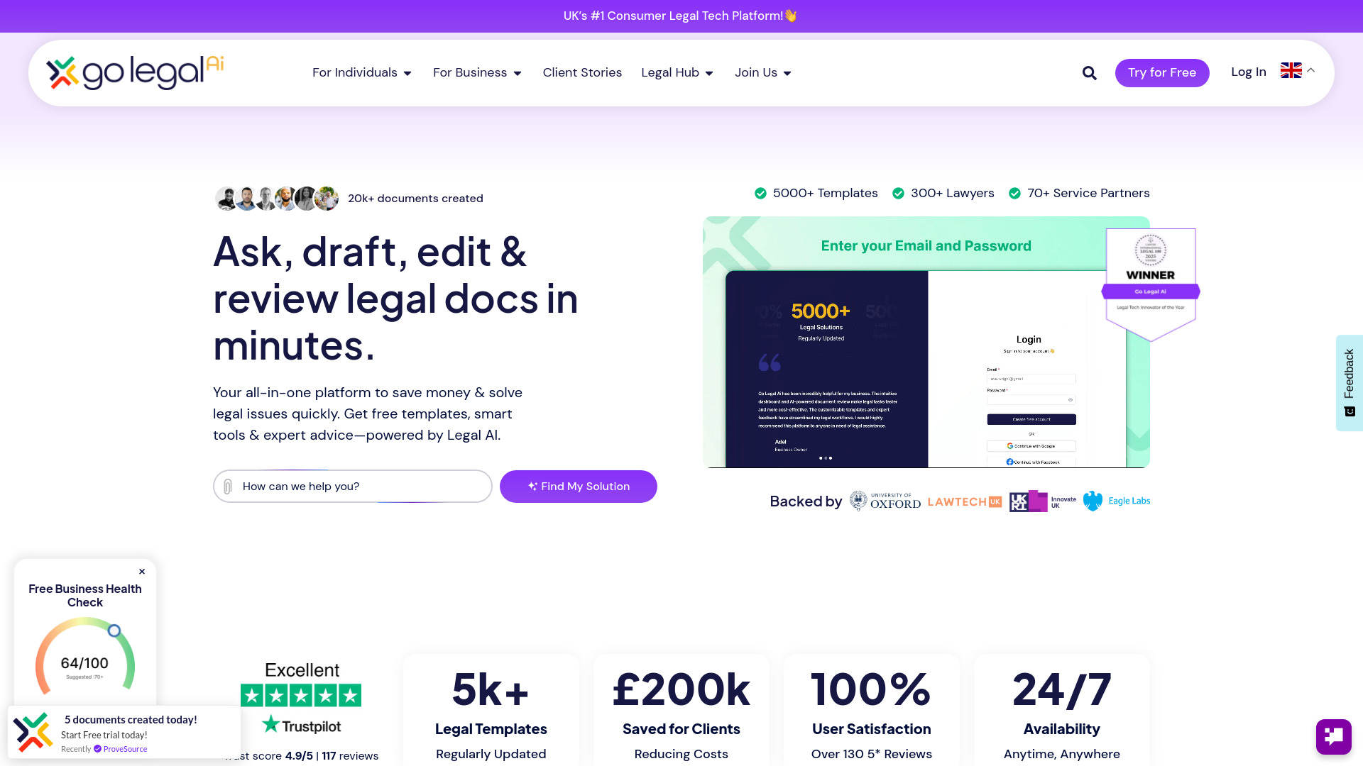 Go Legal Ai startup – AI Legal Assistant