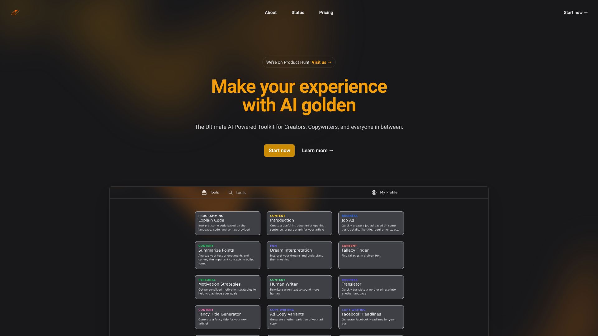 Golden Chat startup – AI Rewriter