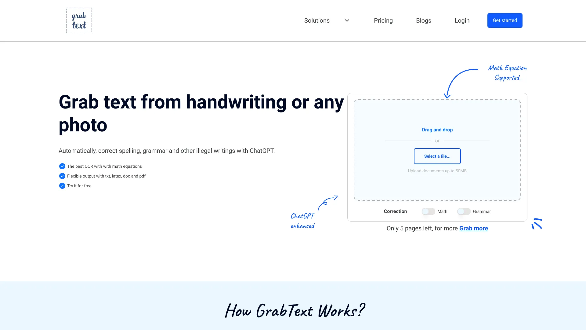 Grabtext startup – Handwriting