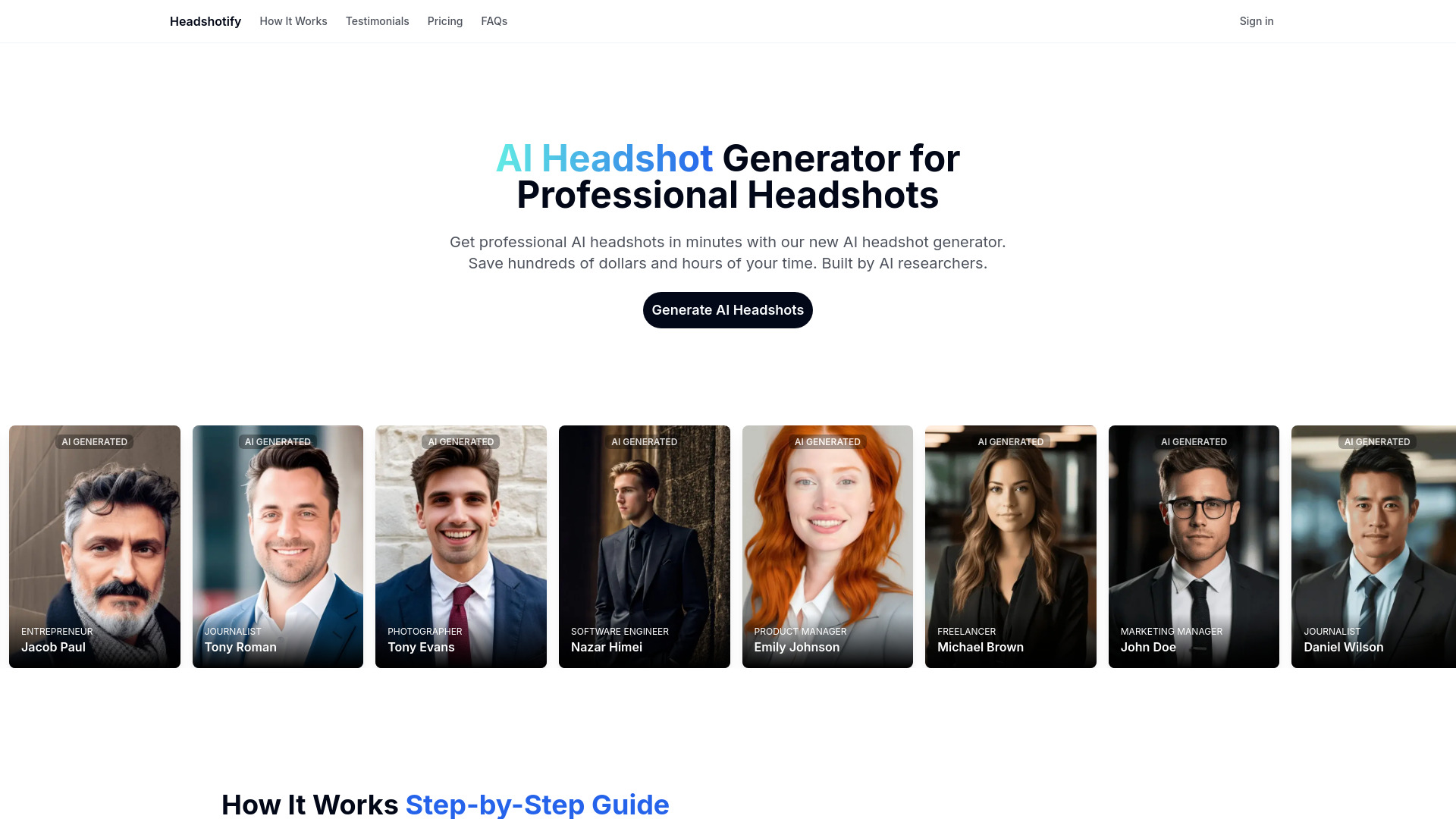 Headshotify startup – AI Headshot Generator