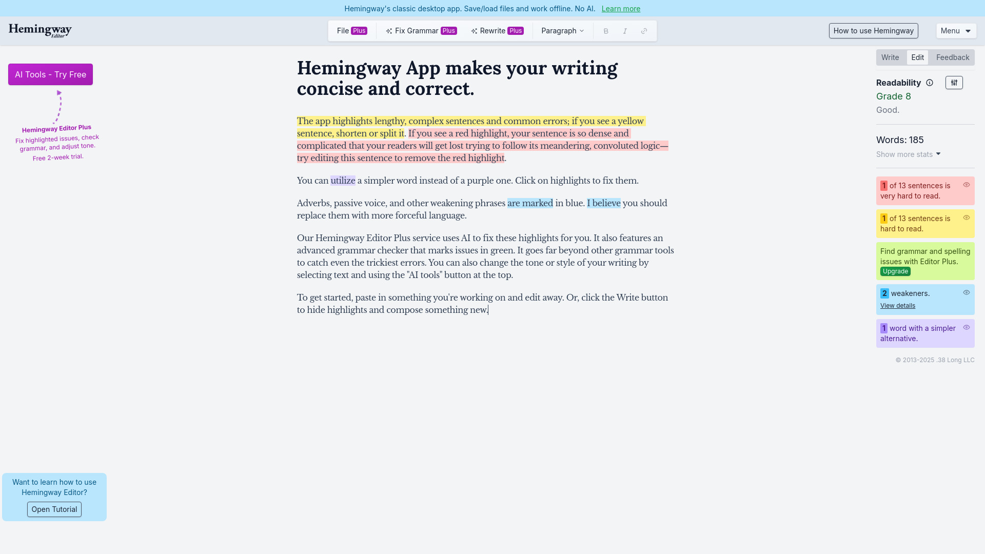 Hemingway Editor startup – AI Writing Assistants