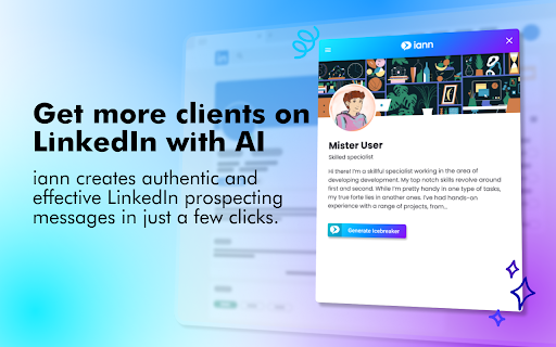 iann - AI-powered LinkedIn™ Prospecting Tool startup – AI Message Generator