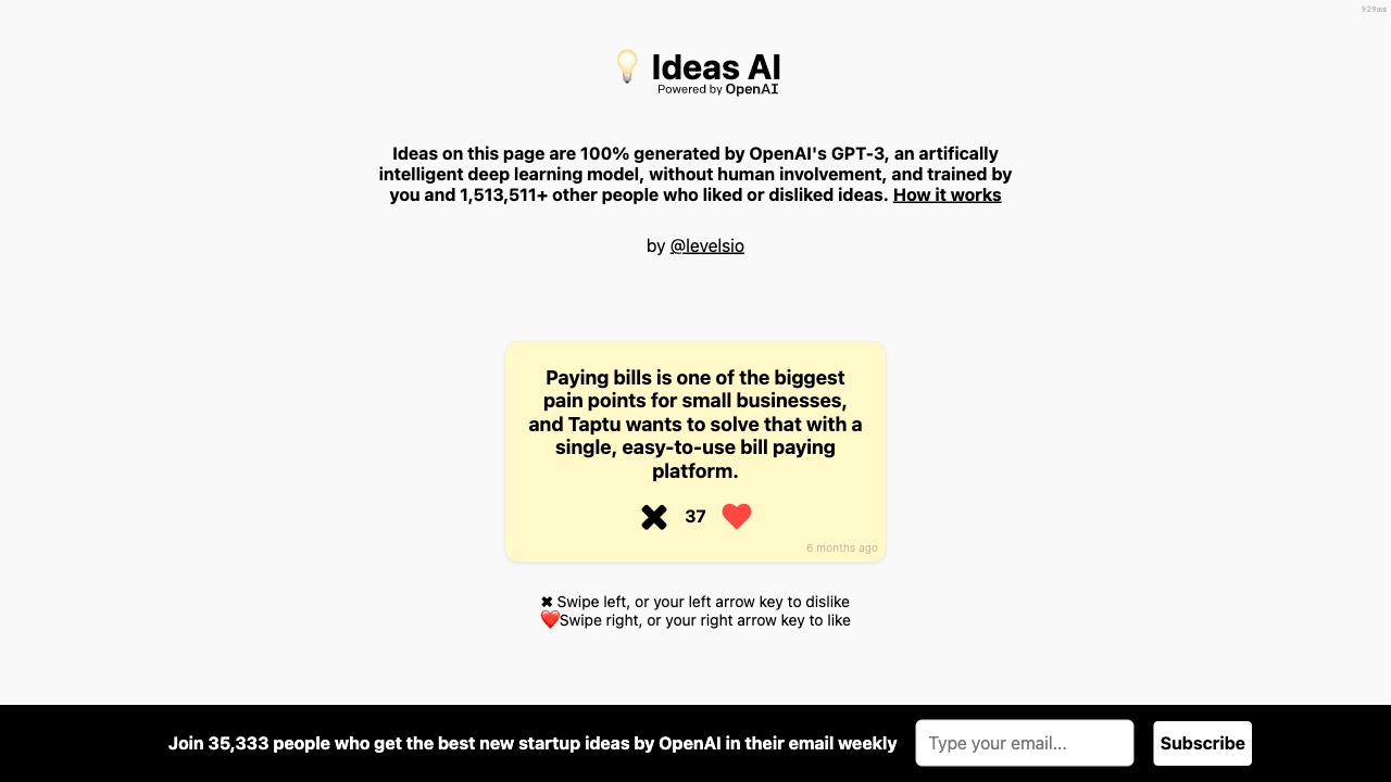 IdeasAI startup – AI Business Ideas Generator