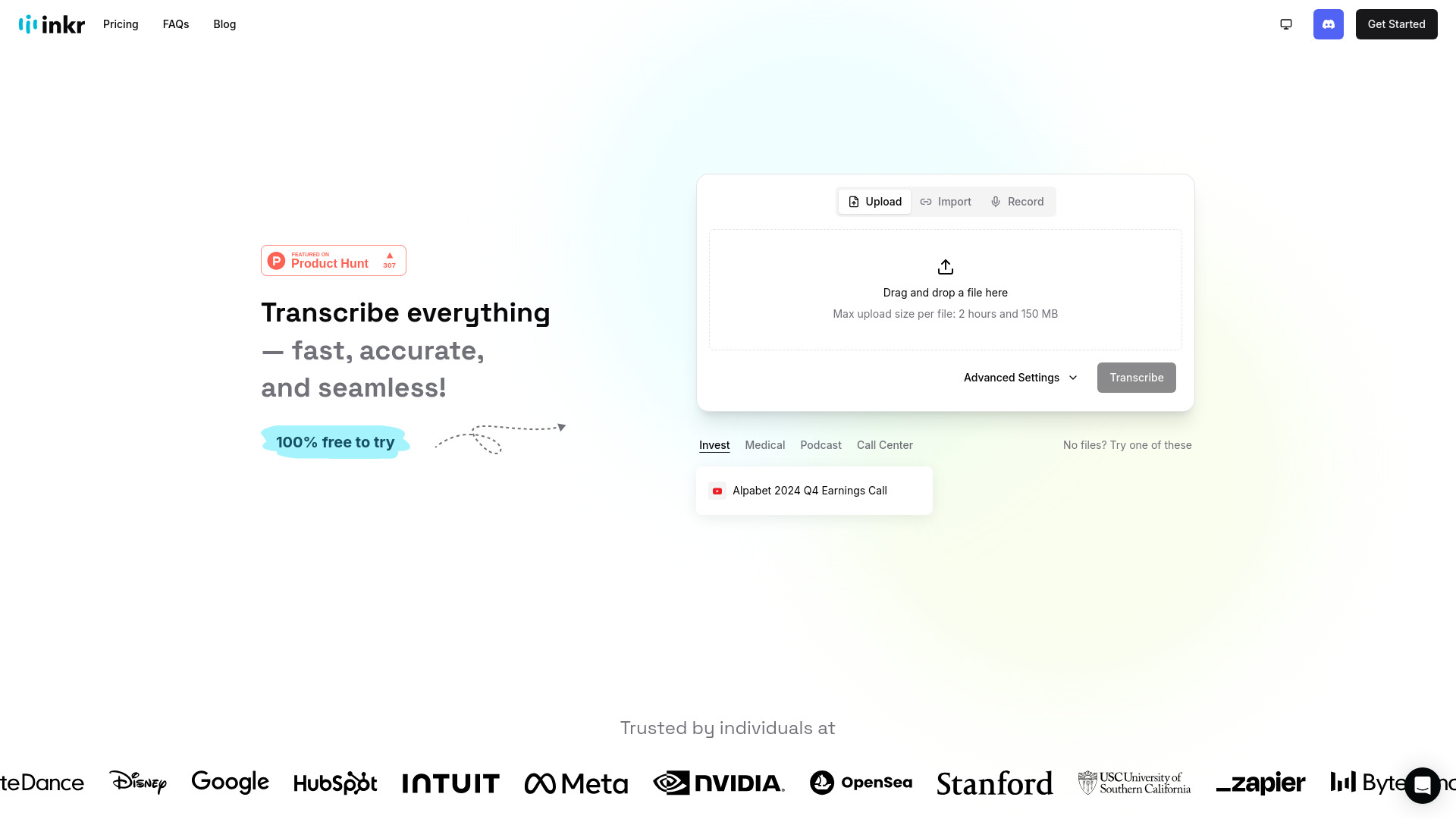 Inkr – Instant & Accurate Transcriptions startup – AI Transcription
