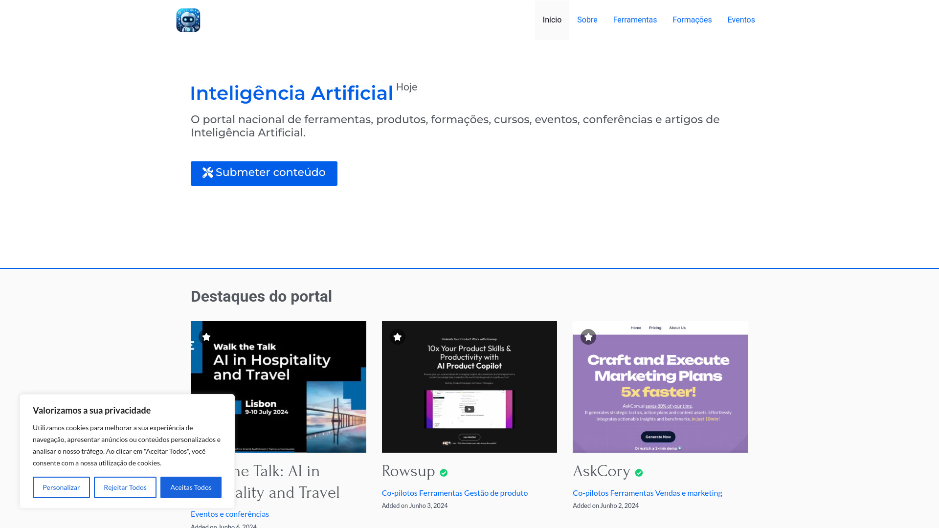 Inteligência Artificial Hoje startup – AI Tools Directory