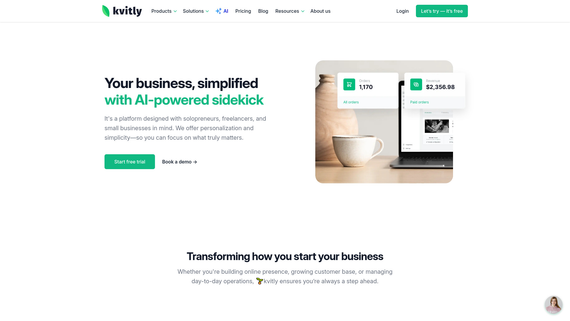 🌱kvitly startup – AI Website Builder